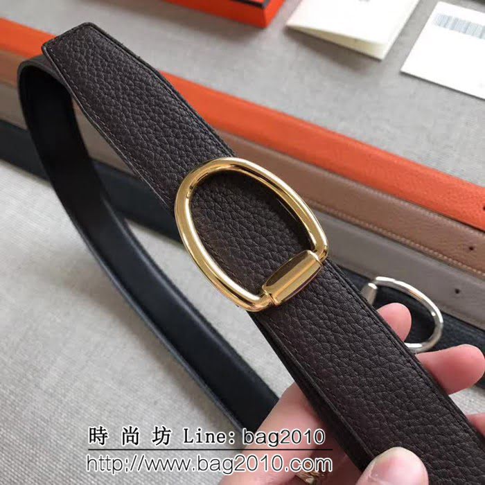 愛馬仕HERMES REVERSIBLE LEATHER STRA 官網同步 原版皮高端男士皮帶 HHG1559